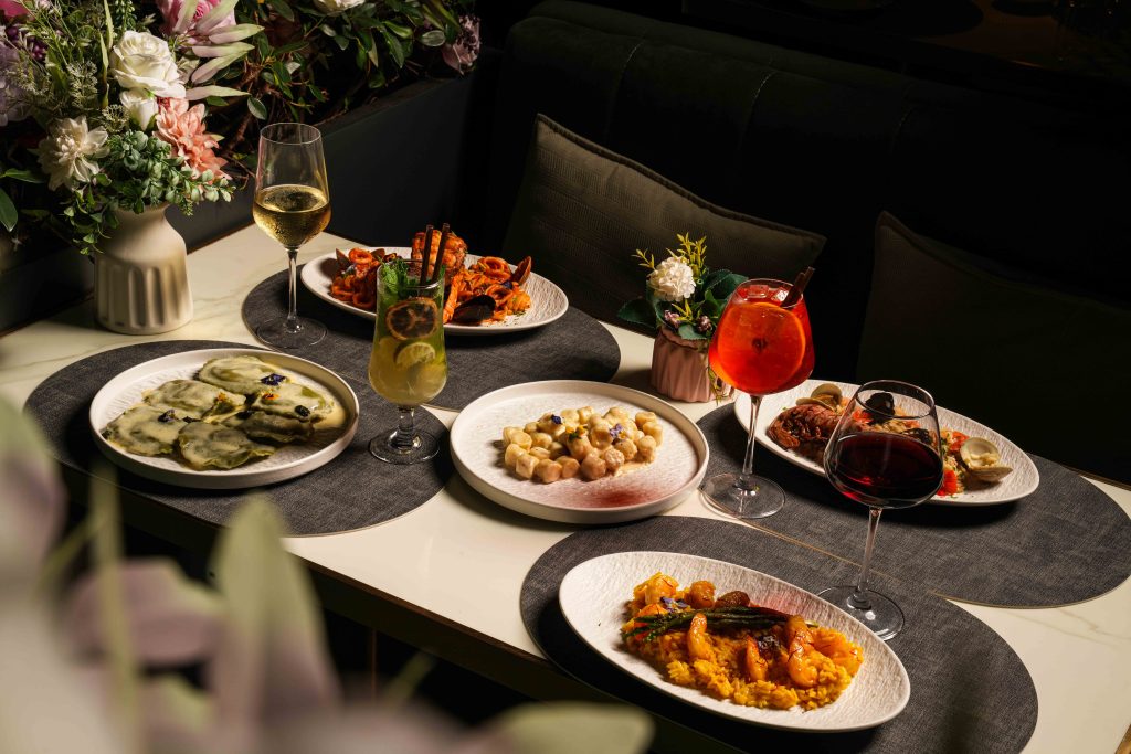 Romantic dinner for two on the outdoor terrace at Bellagio Terrace, South Beach, Miami Beach