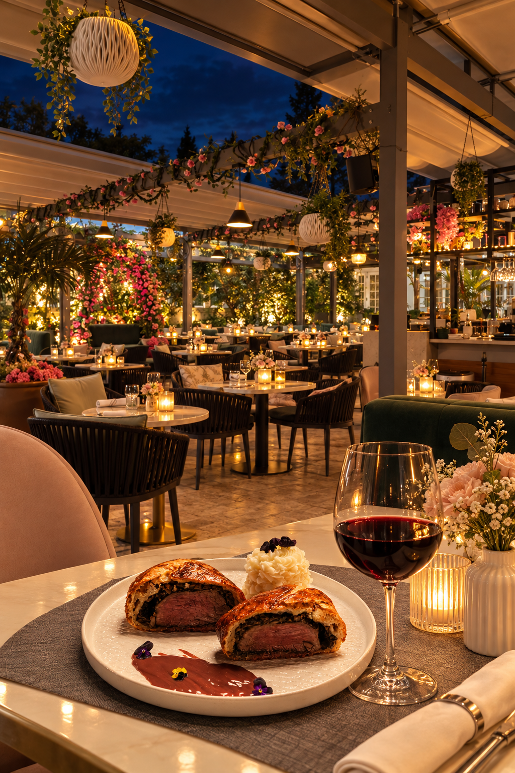 Beef Wellington served for Italian dinner at Bellagio Terrace in Miami Beach