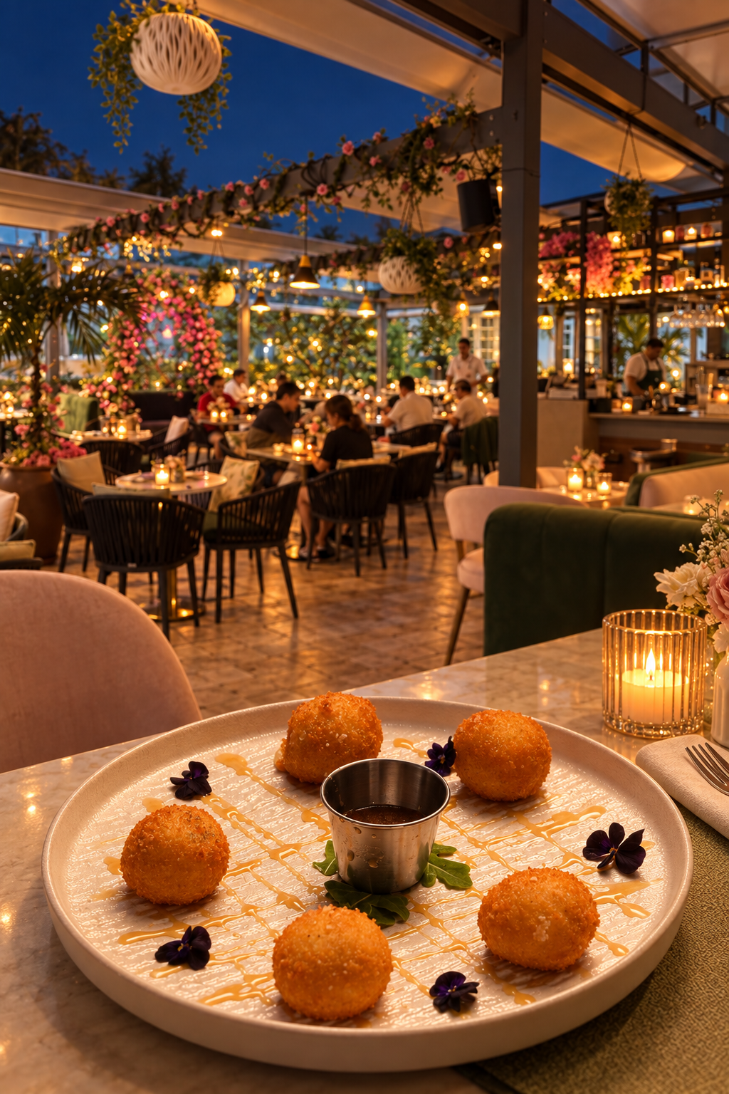 Golden black truffle arancini at Bellagio Terrace Italian restaurant in Miami Beach